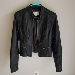 Black Faux Leather Moto Jacket